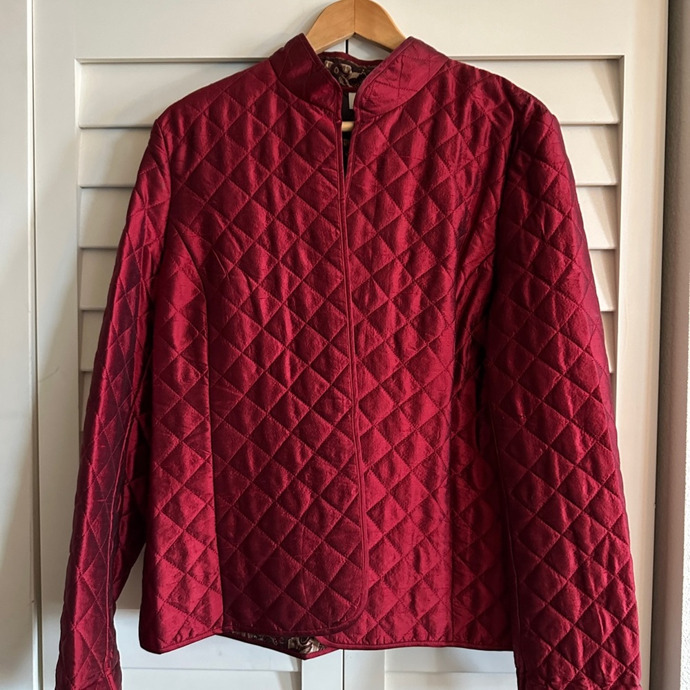 Neiman Marcus Red Quilted Jacket Size 14/16